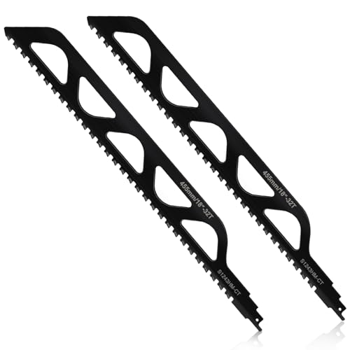 Hojas de Sierra Sable, 2 Pcs Sierra de Sable para Madera, Profesión Hojas para Sierra Alternativa, Universal Hoja de Sierra para Hormigón Celular, Losas de Cemento y Hormigón (S2243HM, 455mm)