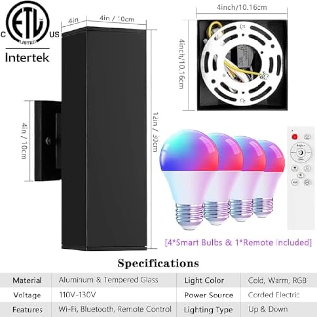 KIZON Smart Porch Lights RGB LED Exterior Lighting Fixtures Outdoor Lights