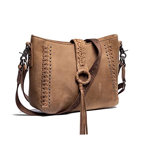 Genuine Leather Hobo Handbags for Women Concealed Carry Western Shoulder Bag Crossbody Purse MWL-001BR