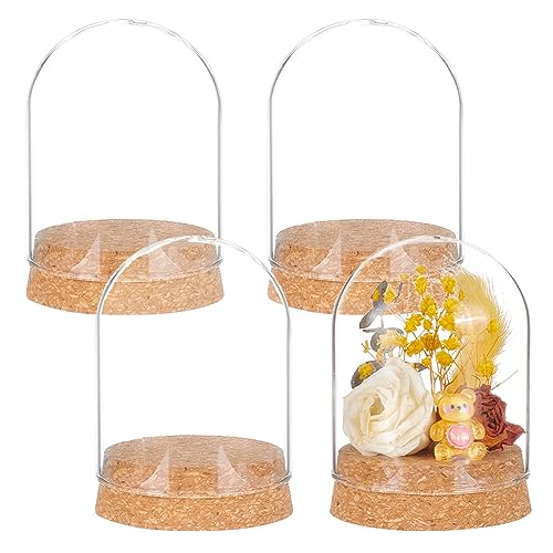BENECREAT 4 Set Dome Display Glass Jar with Cork