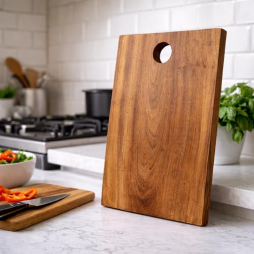Image of Pure Neem Wood Chopping Board | Natural Anti-Bacterial Wooden Cutting Board for Kitchen | Knife Friendly, Durable & Eco-Friendly Board for Vegetables, Fruits,Meat & Cheese (100% Genuine Neem Wood)