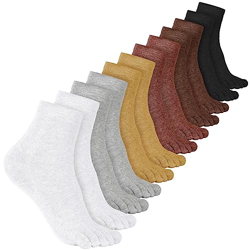 Bencailor 6 Pares Calcetines 5 Dedos Compresión Algodón Tubo Color Puro (Color Retro, M)