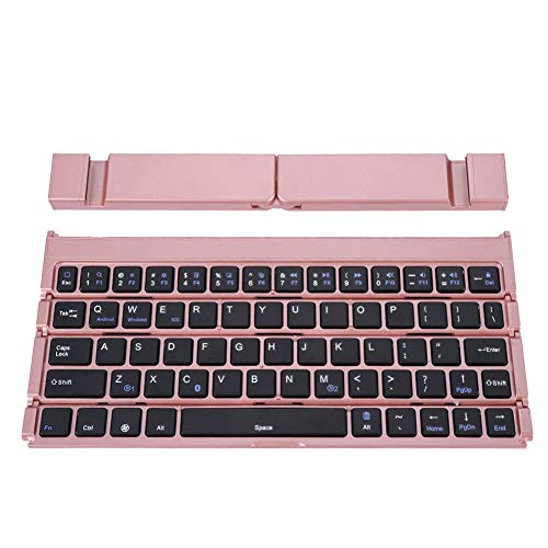 GOWENIC Foldable Reel Keyboard, Multi-Device Wireless Folding Bluetooth Keyboard 10m Trasmission Range, Portable Travel Keyboard for Smartphone Tablets Notebook (Rose Gold)