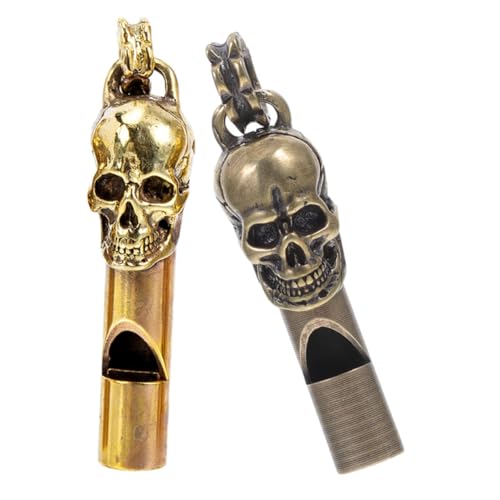 SUPVOX 2pcs Vintage Skull Whistle Keychain Pendant for Outdoor Survival Emergency Signaling Loud Whistles for Hiking Boating Dog Training Portable and Lightweight Design
