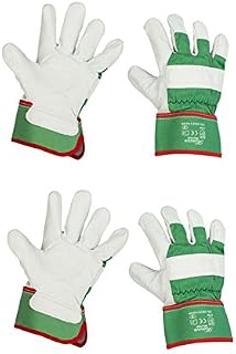 Keron Reinforced Leather Rigger Gloves Garden Gloves Work Gloves x 2 Pairs (Large)
