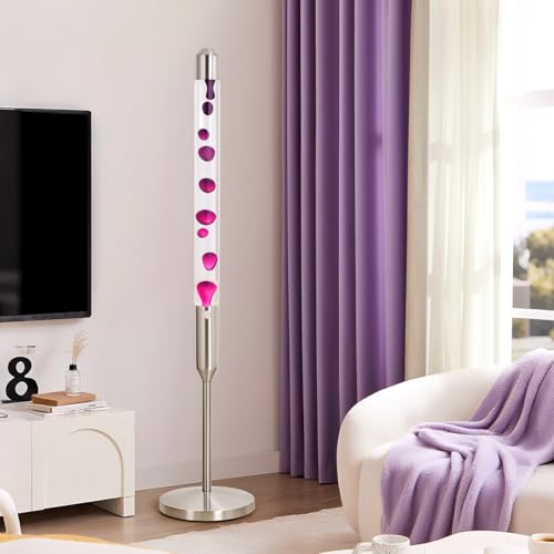 Image of Kyzfy 47.5-Inch Liquid Motion Lamp,Magma Lamp, Mood Relaxation Light,Suitable for Home Decoration, Living Room, Office, Bedroom, cafe (47.5IN Clear Water Purple Wax /Silver)