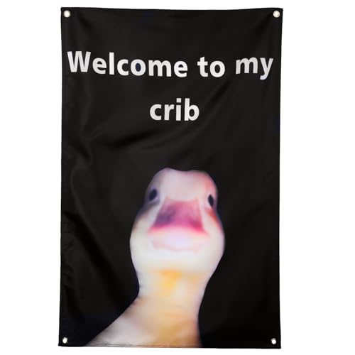 Lustige Flagge Poster mit Aufschrift Welcome To My Crib' Flagge 60 x 90cm Höhlen-Wandflagge Heimdekoration mit Messingösen für Schlafzimmer Wohnzimmer Studentenwohnheim Parties Drinnen Draußen