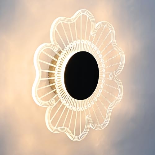 Image of Groeien 15watt Sunflower Modern LED Wall Lamp | Golden Decorative Wall Light for Living Room, Bedroom & Hall | Artistic Sunflower Design Wall Fixture for Home Decor- Warm White(SunflowerGlow, 1)