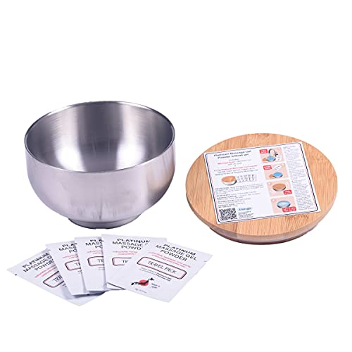 Platinum Nuru Massage Gel Powder Bowl Set | 5 x Massage Powder 5g Sachet | 1 x 16 fl oz Bowl