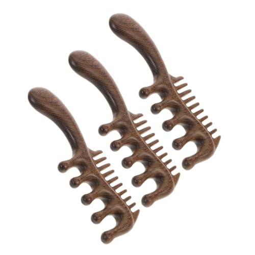 Peigne de massage bois cuir chevelu dents larges outil de massage Gua Sha corps 3pcs