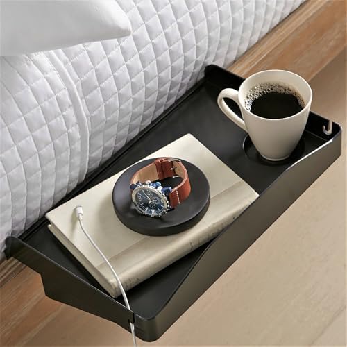Bedside Shelf for Bed – College Dorm Room Bedside Tray with Cup H...