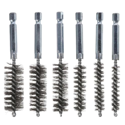 Image of 6PCS Stainless Steel + Nylon Twisted Wire Bore Brushes 8 /10 /12 /15 /17 /19MM Cleaning, Polishing, Paint /Rust Removal