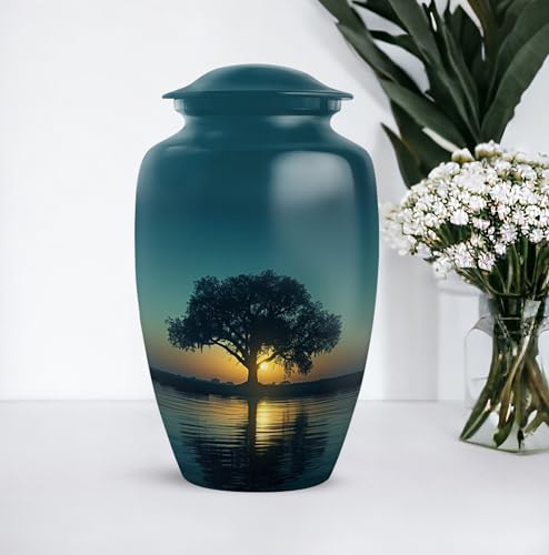 Image of Personalized Tree - Large Urns for Human Ashes Adult Male - Burial Urn for Ashes for Women - Decorative Cremation Urns - 10 Inch - Large with Velvet Bag - Funeral Urns for Human Ashes Adult