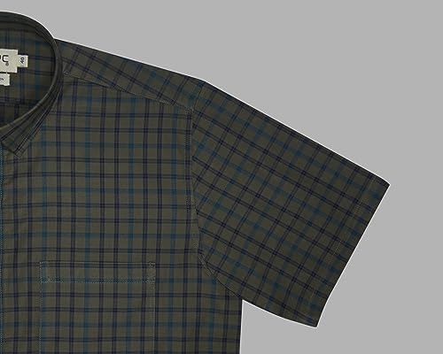 Image of GHPC 100% Cotton Checkered Half Sleeves Regular Fit Formal Shirt for Men