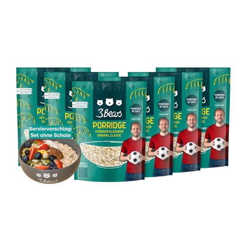 3Bears Porridge - Kerniger Klassiker I 6x400g veganes Porridge mit Vollkorn-Haferflocken I Mit rein natürlicher Süße und ohne Zusatzstoffe I auch als Oatmeal, Frühstücksbrei oder Overnight Oats