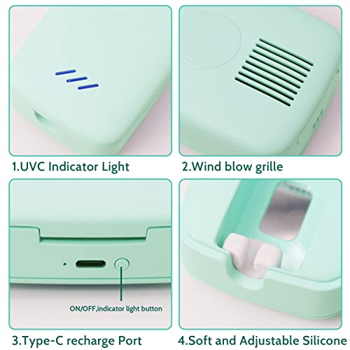 gfu toothbrush sanitizer case rechargeable portable toothbrush cleaner fits for all toothbrushes head used for home travel camping business trip green