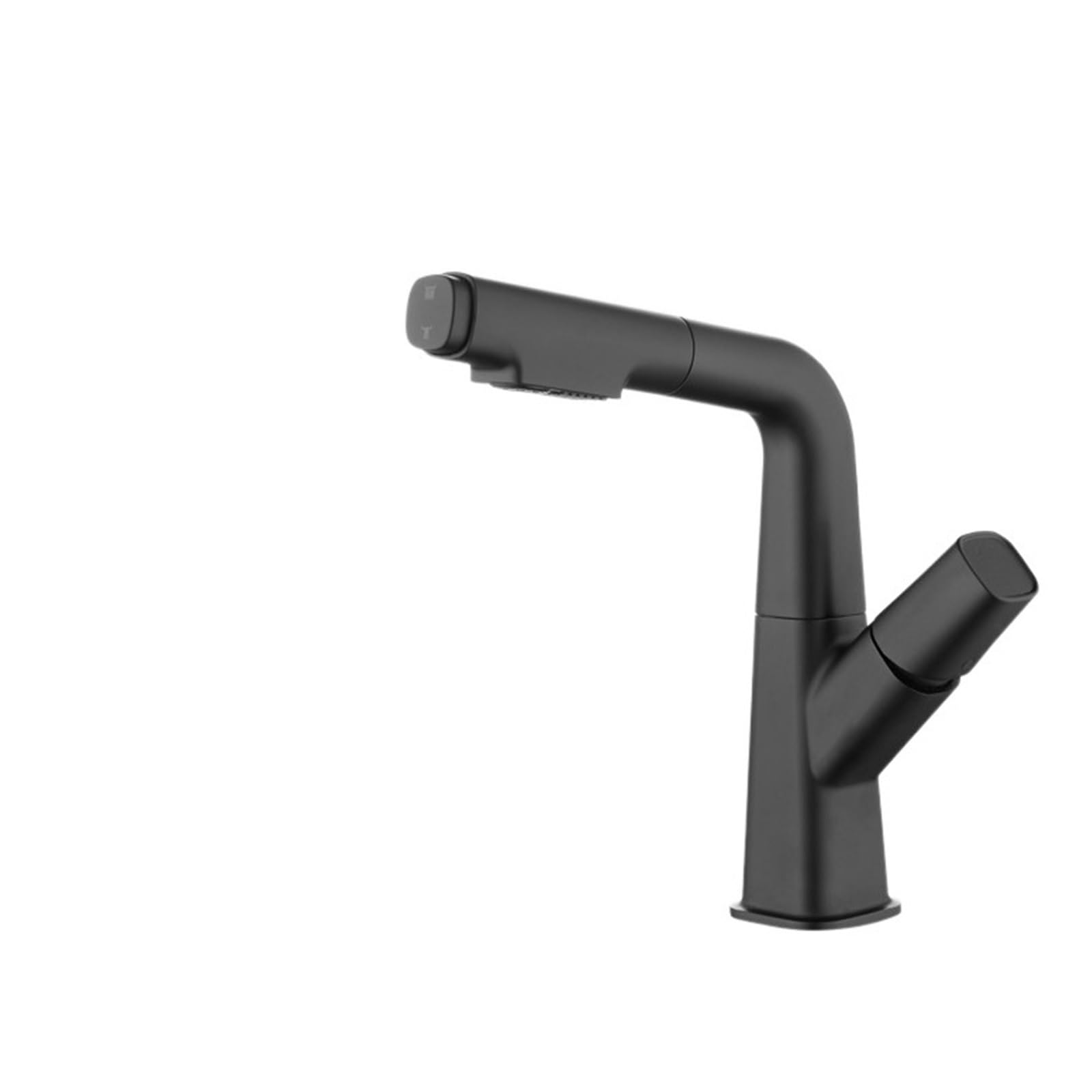 Mitigeur de salle de bain extractible noir et argent lavabo réglable