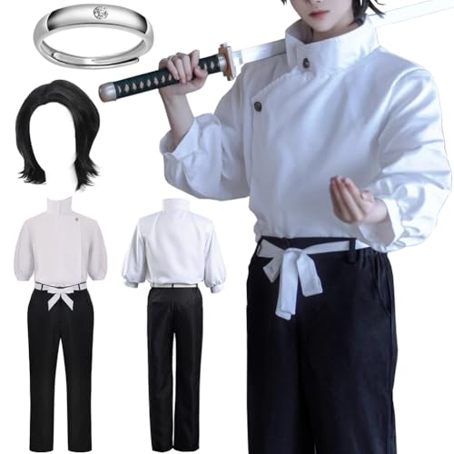 JMOBEU Okkotsu Yuta Cosplay Costume Uniform School Uniform Full Set Halloween Outfit (XXXL, cothes+wig)