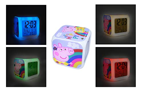 Peppa-Pig Kids Alarm Clock Plastic Alarm Clock Bedside for Girls boys Bedroom Digital Alarm Time Clock with Night Light Toddler Sleep | 8cm
