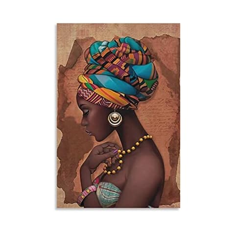 African American Ethnic Ancient Black Woman Poster Art Decoration Bedroom Living Room Office Canvas Waterproof Poster Waterproof Wall Decoration Poster 12x18inch Cover