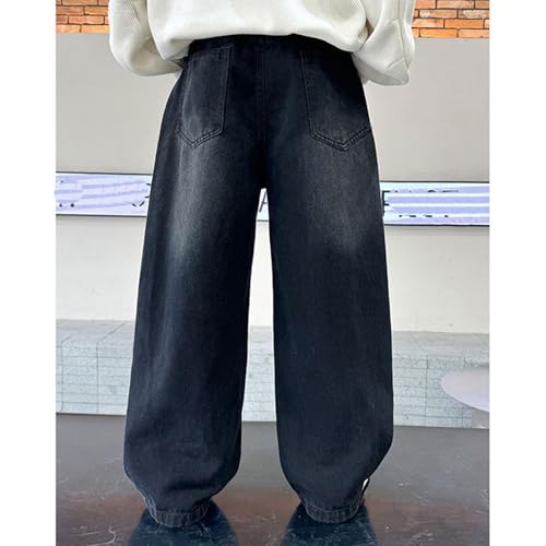 Boys Baggy Straight Leg Jeans - Dark Blue Washed Denim with Cargo Pockets, Relaxed Fit Comfort for Everyday Wear (Sizes 4-16)2
