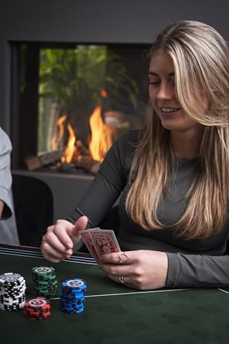 Engelhart - 320996 – Pokermatte grün – rutschfeste Spielfläche 180 cm x 90 cm – Dicke: 3 mm – Bedruckte Tischdecke aus Polyester und Gummi – Zubehör für Casinospiel