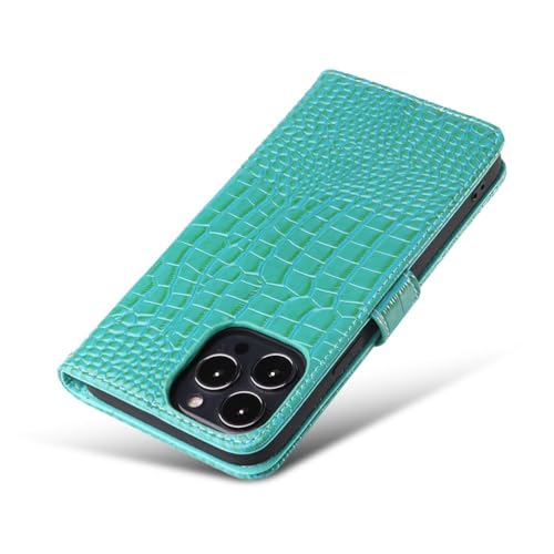 Étui iPhone 17 Pro Portefeuille Crocodile Blanc pour Sorties et Bureau
