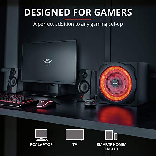 Trust Tytan Gaming GXT 4628 Thunder Set di Altoparlanti da Gioco 2.1 con Subwoofer Illuminato a LED Rosso