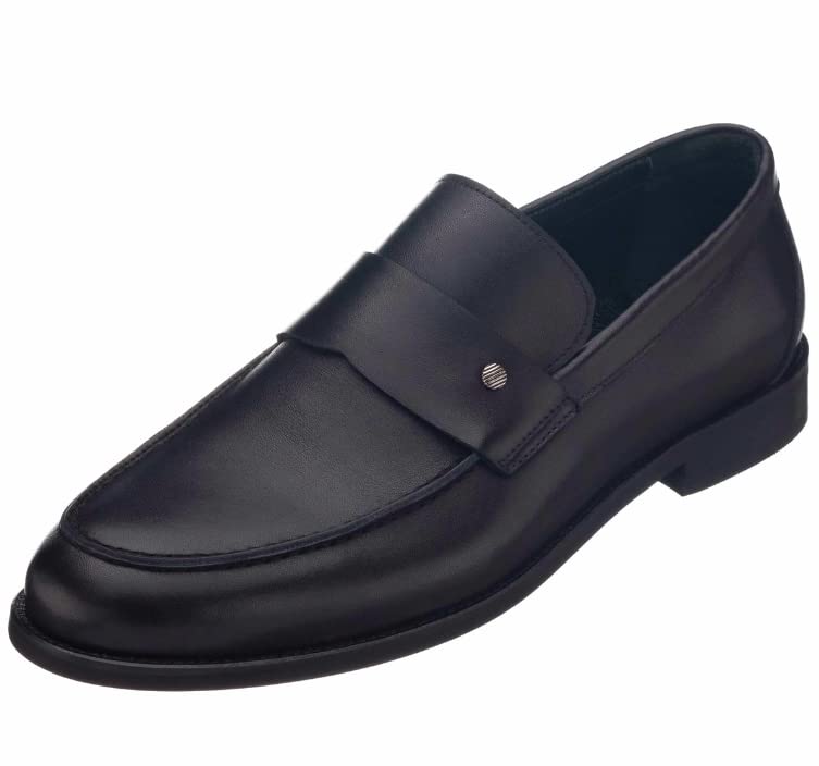 DALGALA Black Aniline Calf Leather Big Size Handmade Loafers Business Dress Slip on Loafer Shoes for Men