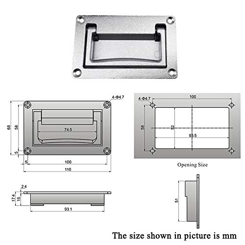 Image of Zinc Alloy Recessed Pull Handle Container Handle Sliver Flush Lift Recessed Door Handle,4.37 X 2.74 Inch