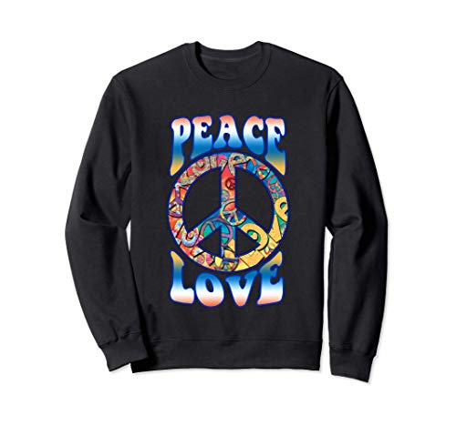 Peace Love 70's Hippie Sign Love Peace Sign Trippy Felpa