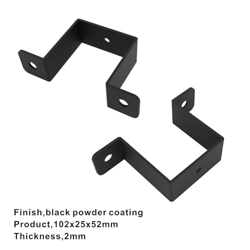 Image of 4Pcs Square Pipe Clamp, Black Strap Post Ties Brackets, U Shaped Connector Bracket, Wood Deck Fence Post Tie for Water Pipes, Balcony Railing, Stairs Railing (Pack of 2)