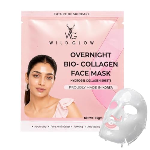 WILDGLOW Korean Glass Skin Bio-Collagen Overnight Face Mask for Deep Hydration, Pigmentation, Anti-Aging & Pore Minimizing | Hyaluronic Acid, Niacinam