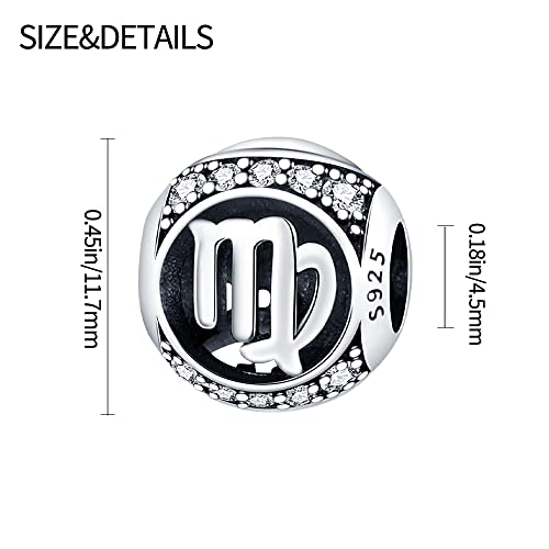 Zodiac Sign Bead Birthday Charms 925 Sterling Silver Birthstone Charms Fits Women's Charm Bracelet & Necklace Bangle Gifts3