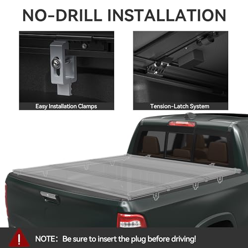 Image of AUTOSAVER88 Low-Profile Hard Tri Fold Truck Bed Tonneau Cover Fit for Ford Ranger 2019 2020 2021 2022 2023 with 5ft Bed