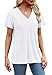 Summer Tops for Women 2025 Trendy V Neck T Shirts Tshirts Loose Fit Casual Beach Vacation Clothes Outfits Travel Fashion White L