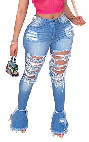 Damen-Jeans, lässig, klassisch, Stretch, hohe Taille, Denim-Hose, Jeans - - X-Groß
