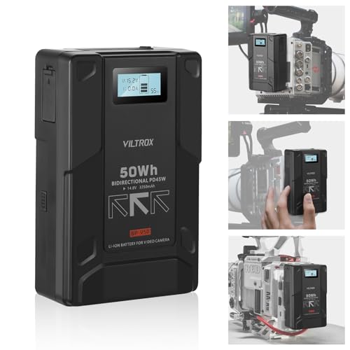 Amazon | VILTROX Vマウントバッテリー 50Wh 3350mAh 14.8V出力 D-TAP