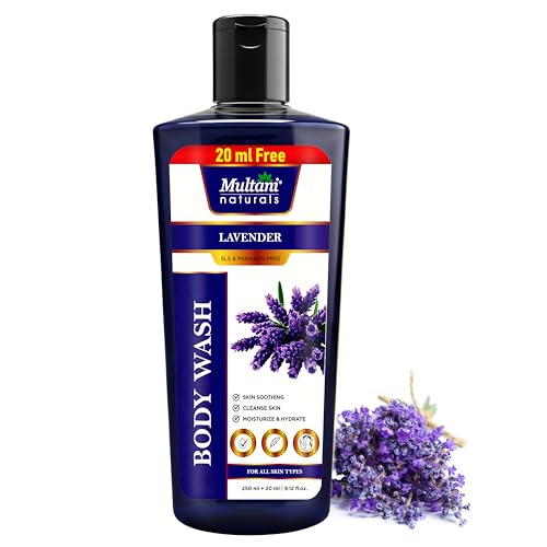 Image of Multani Naturals Lavender Body Wash | Ayurvedic & Herbal Cleanser with Lavender Oil | Relaxing Unisex Body Wash for Men & Women | Paraben & Sulphate Free | Suitable for All Skin Types (270ml)