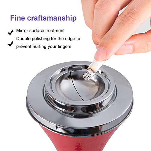 Floor Standing Ash Tray With Lid Stainless Steel Contemporary Self-Cleaning Smoking Ashtray Creative Smart Cigarette Detachable Ashtrays 23.5 High Patio Windproof Ash Holder For Indoor Or Outdoor #TOP4
