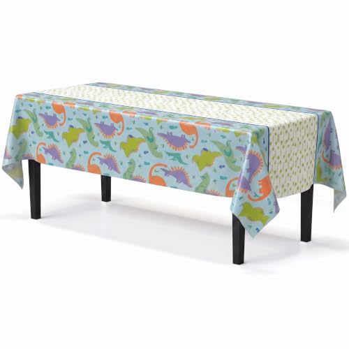 Image of Exquisite Dino Party Table Cover 6 Pack 54 in. x 108 in. Rectangle Plastic Tablecloth Disposable Table Covers for Dinosaur T Rex Prehistoric Boys Kids Birthday Party Supplies Decorations Roar