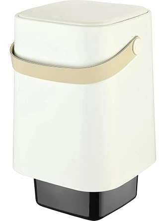 Tutma Saplı İç Kovalı Tezgah Üstü Mutfak Çöp Kovası, 8 Litre, Kilitli Kapak, Click Kapak, 24x24x30 cm (BEYAZ, 8 LİTRE)