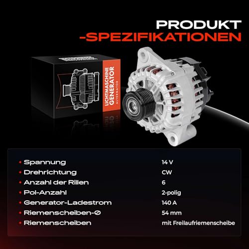 Frankberg Lichtmaschine Generator Kompatibel mit Astra J 2.0L 2012-2015 Insignia A G09 2.0L 2008-2017 Zafira Tourer C P12 2.0L 2011-2023 9-5 YS3G 2.0L 2010-2012 Replace# 11832N