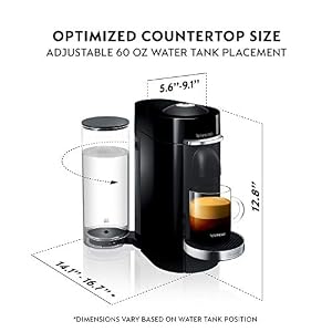 Nespresso VertuoPlus Deluxe Coffee and Espresso Maker Bundle with Aeroccino Milk Frother by DeLonghi Black with Vertuoline Variety Pack Coffees included
