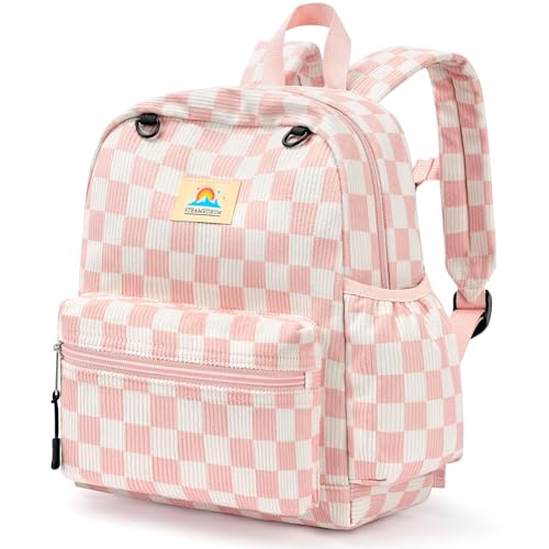 Image of STEAMEDBUN Corduroy Toddler Backpack for Girls 2-4: Kids backpack for Boys Girls - 12 inch Preschool Kindergarten Backpacks - Checkerboard