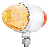 United Pacific 39799 Marker Light, Double Face, LED, Assembly, Dual Function, 17 LED, Clear Lens/Amber and Red LED, Chrome-Plated Steel, Watermelon Design