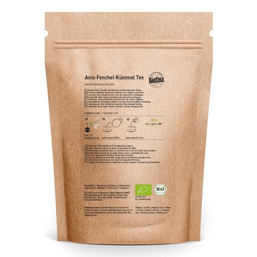 Té OrgáNico De AníS, Hinojo Y Comino 200G | Mezcla De Té De Hierbas | Pimpinella Anisum, Cuminum Cyminum & Foeniculum Vulgare | Controlado En Alemania | Biotiva - 7