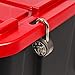 IRIS USA 27 Gallon Heavy Duty Truck Bed Toolbox Storage Tote Bins with Lids, 4 Pack - Made in USA, Tough Snap On Lockable Lid Stackable Industrial Tubs, Garage Organization Reusable Box - Red