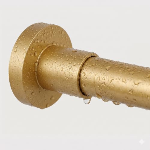 Image of BRIOFOX Spring Tension Curtain Rod 43-73 Inches, Rustproof and Non-Slip Shower Curtain Rod for Window or Bathroom, Frosted Gold