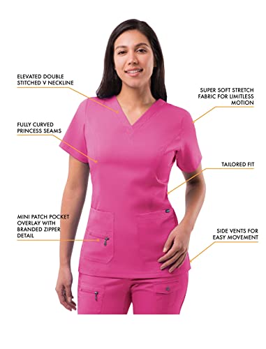 Adar Pro Breakthrough Plus Scrub Set For Women - Enhanced V-Neck Top & Multi Pocket Pants - 4400 - Fruit Punch - L #TOP28